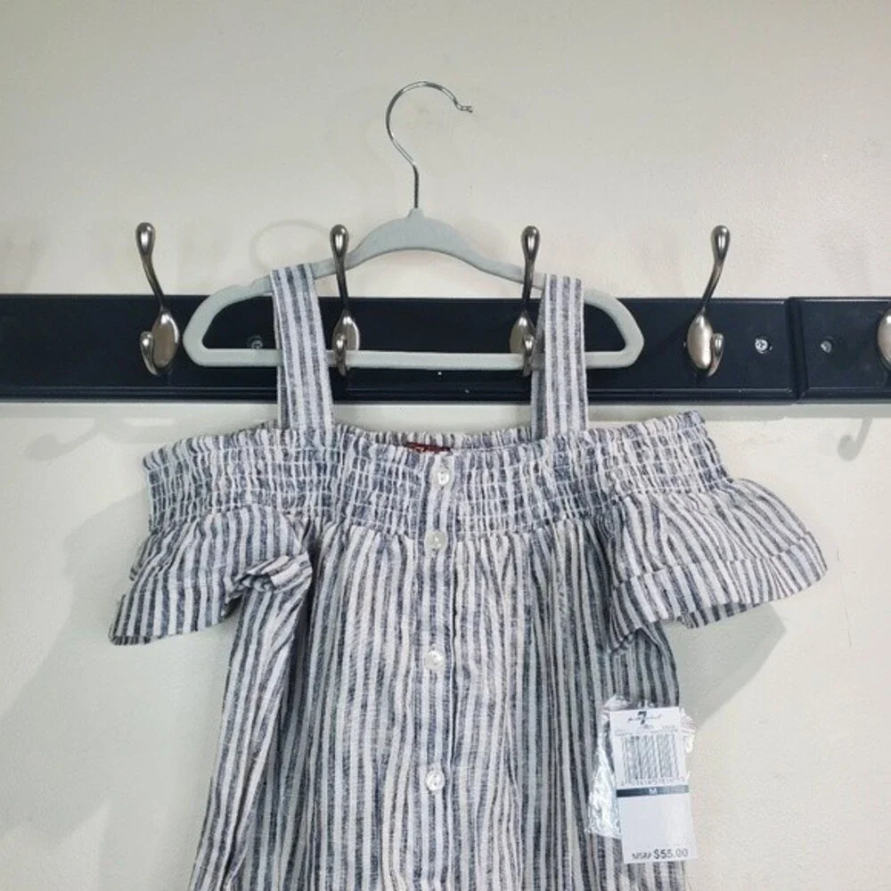 7 for all mankind blue and white jumpsuit medium nwt